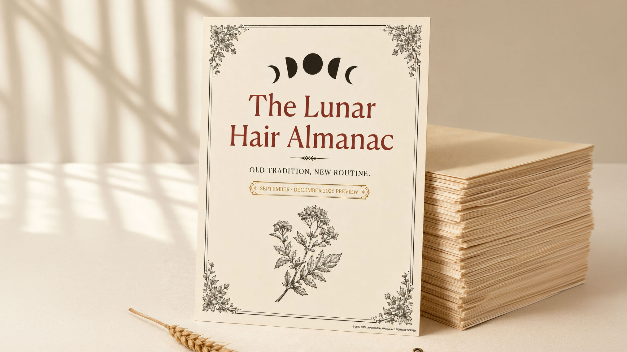 Cover of The Lunar Hair Almanac 2026 printable calendar