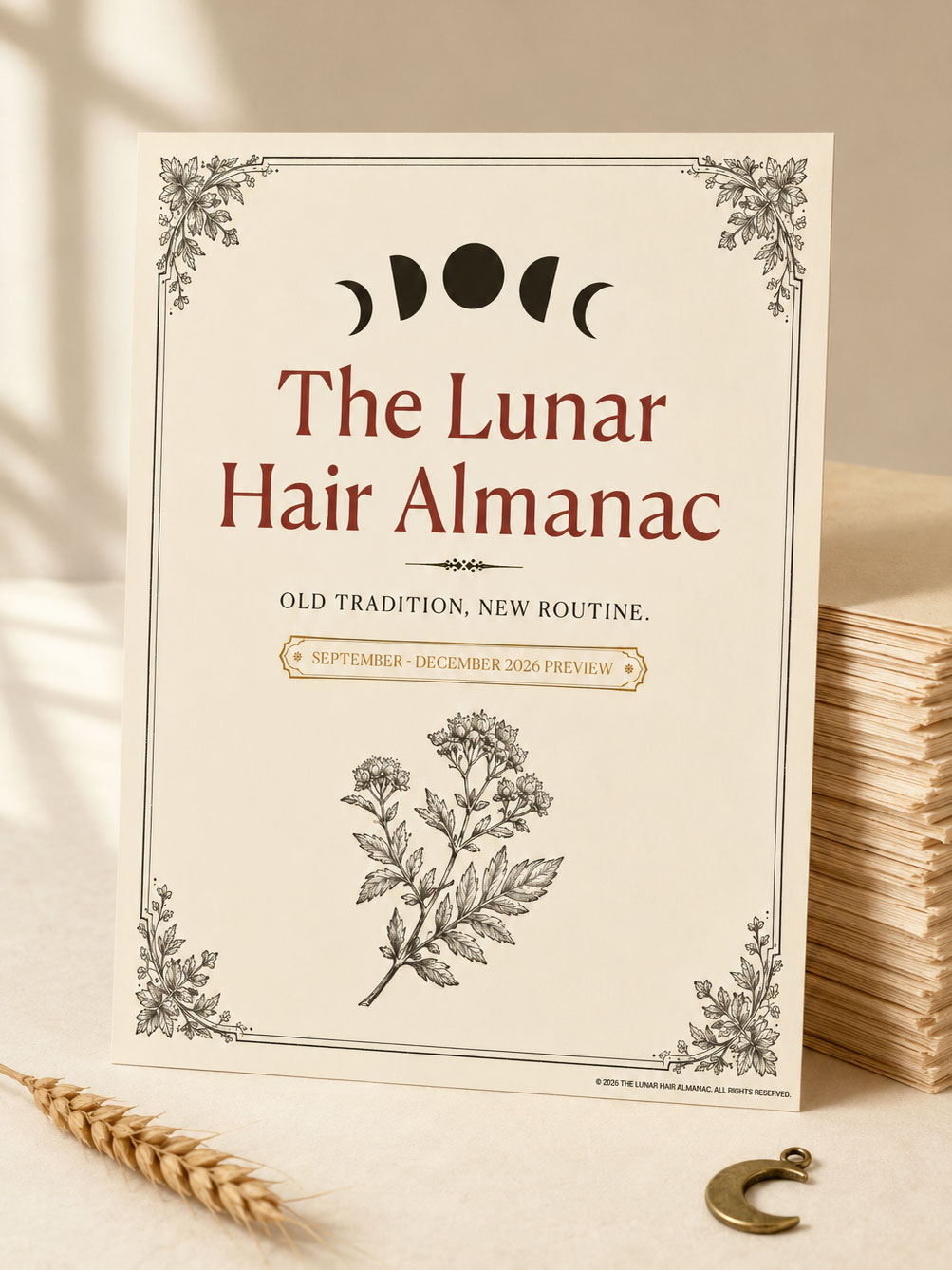 Cover of The Lunar Hair Almanac 2026 printable calendar